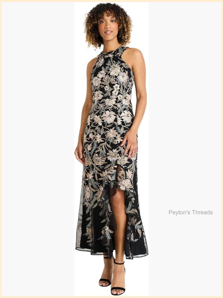 Halter Neck Maxi Dress With Flounce At Slit